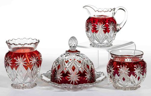 SHOSHONE / VICTOR (OMN) - RUBY-STAINED FOUR-PIECE TABLE SET