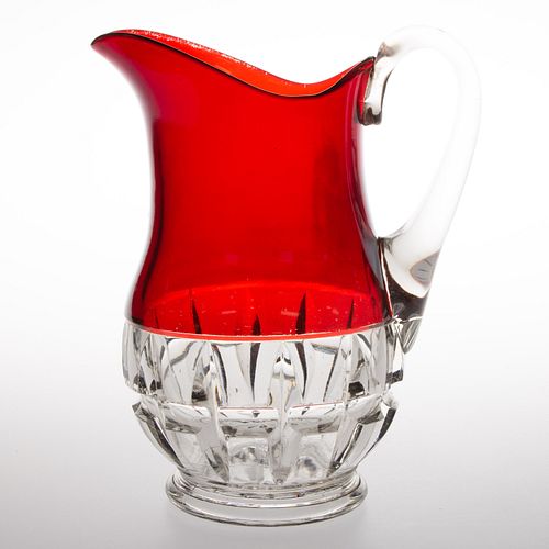 THOMPSON NO. 77 (OMN) / TRUNCATED CUBE - RUBY-STAINED WATER PITCHER