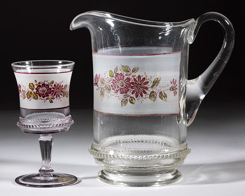 WASHINGTON - MAIDEN'S BLUSH-STAINED WATER PITCHER AND GOBLET