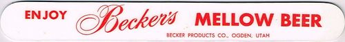 1940 Becker's Mellow Beer Foam Scraper Ogden Utah