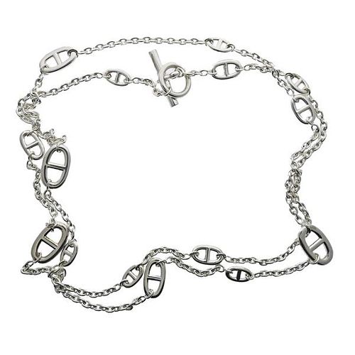 Hermes Farandole Silver Long Necklace