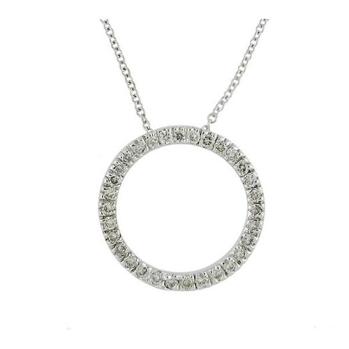 14k Gold Diamond Open Circle Pendant Necklace