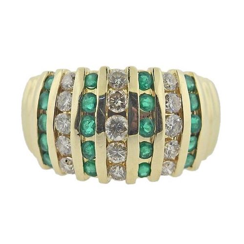 14k Gold Diamond Emerald Ring