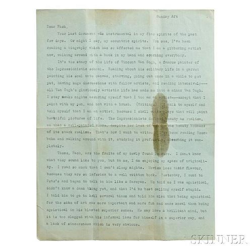 Kerouac, Jack (1922-1969) Typed Letter, [9 June 1940].