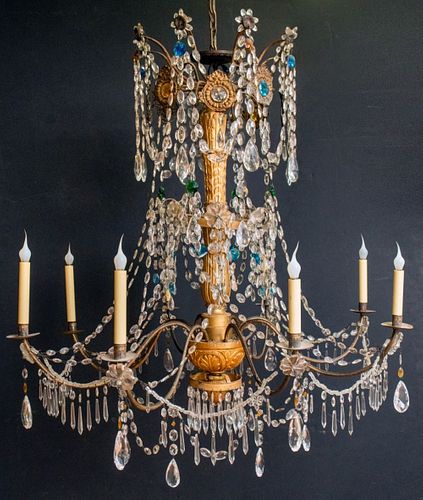 North Italian Clear & Colored Glass Chandelier