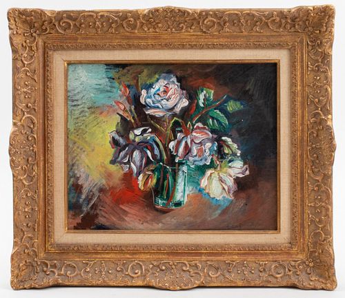 Jean Dufy, "Bouquet de roses" Oil/Canvas, c. 1940