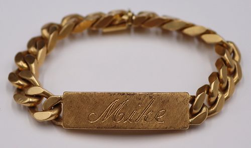 JEWELRY. Men's Italian 18kt Gold ID Bracelet.