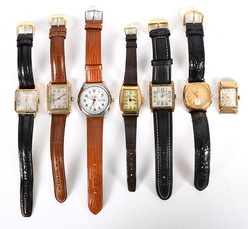 Group of Seven Estate Watches Including Bulova