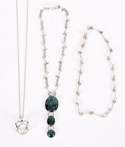 Three Sterling Silver and Gemstone Necklaces