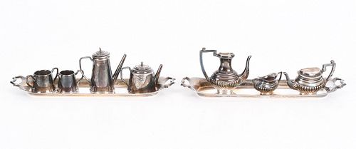 Two Miniature Sterling Silver Tea Sets