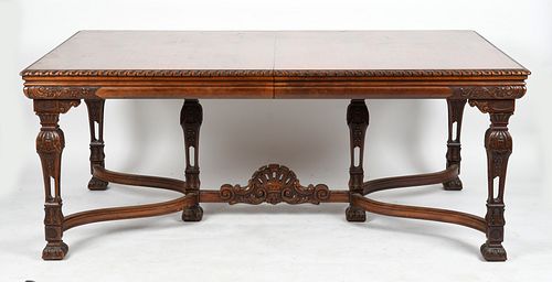 Renaissance Style Carved Mahogany Dining Table