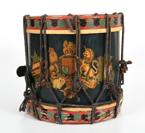 British Military Polychromed Tole Side Drum