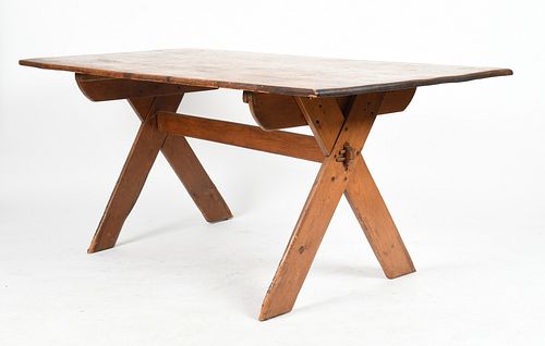 An American Country Pine Sawbuck Table