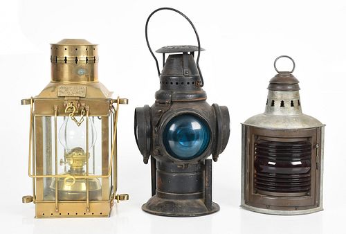 Three Maritime and Railroad Lanterns