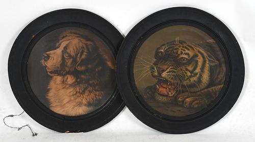 Two Chromolithograph; Depicting a Dog and Tiger