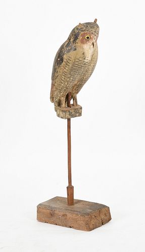 Herter's Folk Art Painted Great Horned Owl Decoy