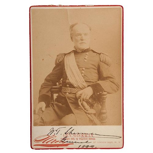 W.T. Sherman, Twice Signed Cabinet Photograph