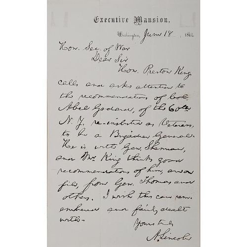 Abraham Lincoln Autograph Letter Signed as President, June 18, 1864