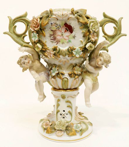 A Continental Figural Hand Painted Vase