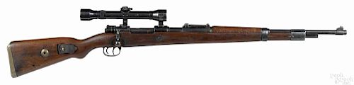 K-98 German WWII Mauser, 8 mm, with a Hensoldt Wetzlar claw base scope, set triggers