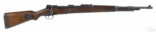 Czechoslovakian K-98 military rifle, 8 mm, the chamber stamped Mod 98 over Dou. 45