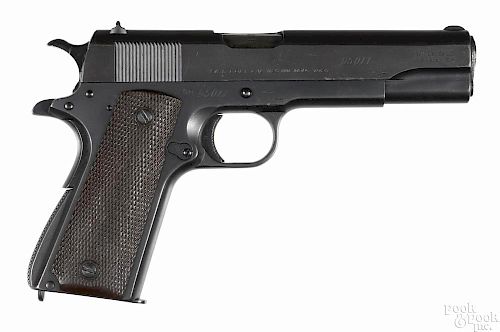 Argentine DCFM Model 1911-A1 semi-automatic pistol, .45 ACP caliber, with brown plastic grips