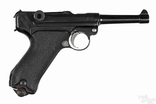 Erfurt P-08 German Luger semi-automatic pistol, 9 mm, with a 1918 chamber date