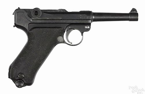 Erfurt P-08 German Luger semi-automatic pistol, 9 mm, with a 1917 chamber date