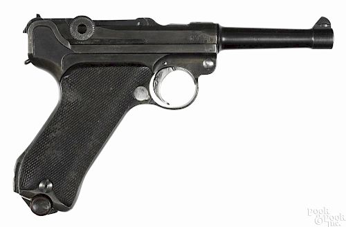 Erfurt P-08 German Luger semi-automatic pistol, 9 mm, with a 1918 chamber date