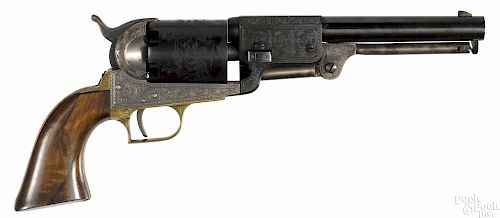 Copy of a Colt Dragoon six-shot percussion revolver, .44 caliber, with a foliate engraved barrel