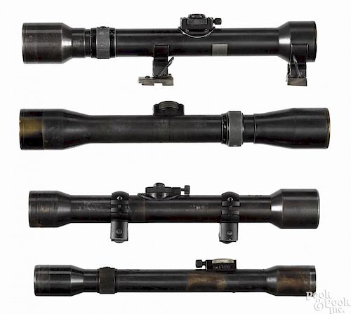 Four German pre WWII rifle scopes, to include a Hensoldt with bases, a Carl Zeiss Jenna
