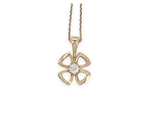 BVLGARI Rose Gold 18k & diamond Pendamt Fiorever Necklace