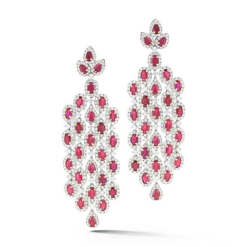 18K GOLD 23.0CTTW RUBY AND DIAMOND EARRINGS