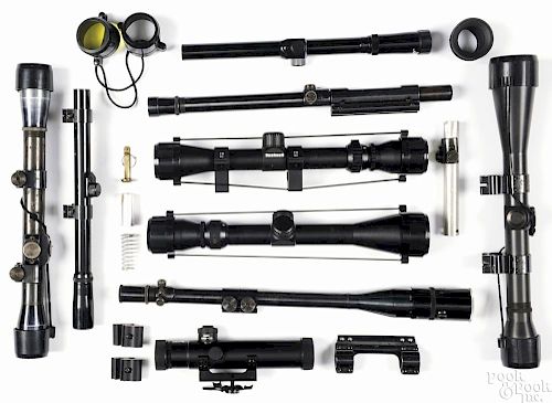 Nine telescopic rifle scopes, to include four .22 caliber rifles, an AR-15 scope