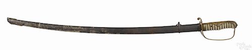 Japanese Army Kyu-gunto sword and scabbard with a wire wrapped ray skin grip