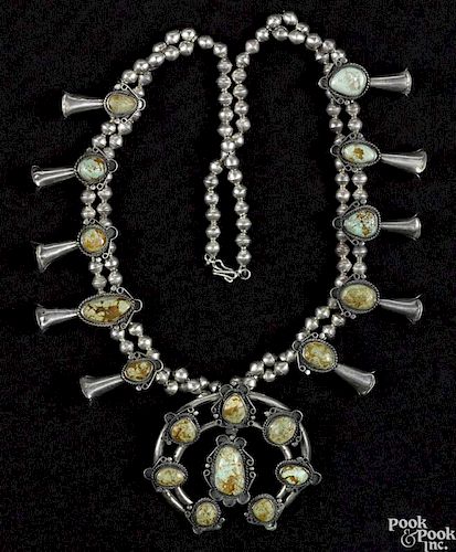 Southwestern Native American Indian squash blossom necklace.