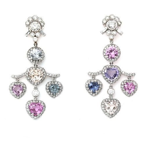 15.00 Ct. Sapphire and Diamond Chandelier Earrings