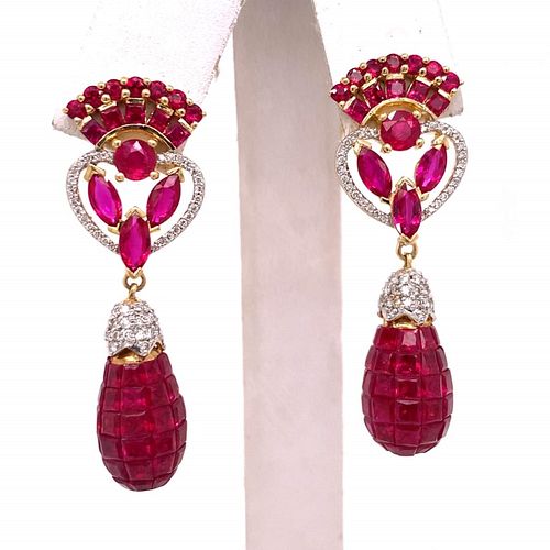 Ruby and Diamond Chandelier Earrings