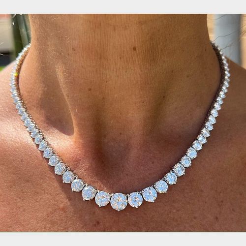 Platinum 37.75 Ct. Diamond Riviera Necklace