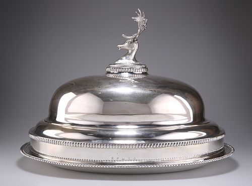 A FINE GEORGE III SCOTTISH SILVER MEAT DISH AND COVER