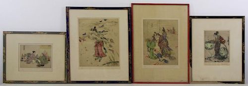 LORD, Elyse. Lot of 4 Signed Color Etchings.