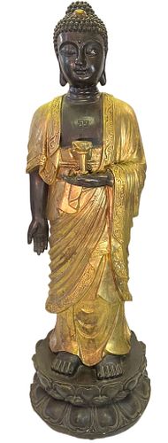 Bronze Medicine Buddha Standing Sculpture