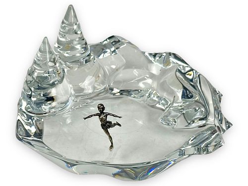 Baccarat Ice Skater On Crystal Pond Sculpture