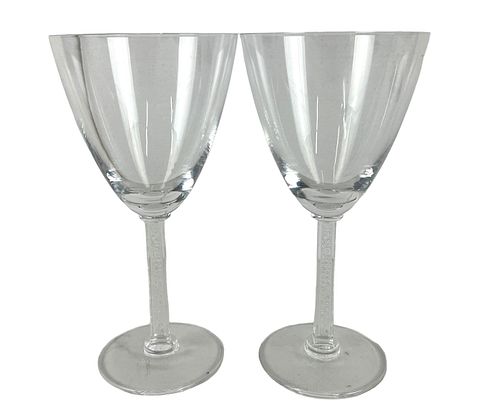 (2) Lalique Crystal Wine Glasses