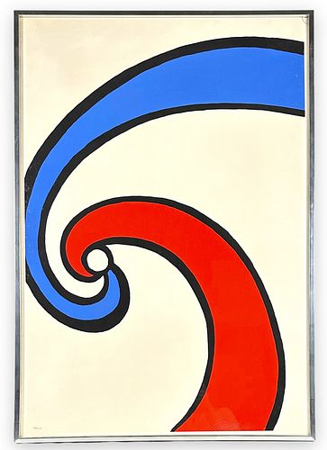 Alexander Calder Lithograph Red & Blue Swirl