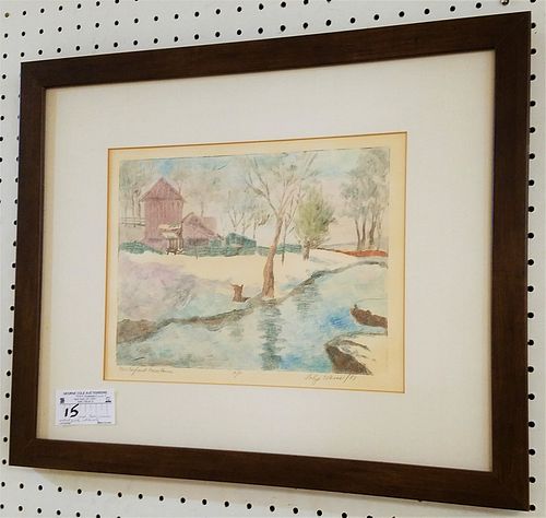 FRAMED ARTIST PROOF LITHO NEW ENGLAND FARM HOUSE PENCIL SGND LOLY WEISS &apos;81 10"X 13"