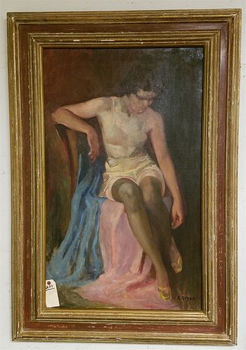 FRAMED O/C SEATED WOMEN SGND R. SOYER 3&apos; X 22" IN A HAYDENRY K FRAME 31"X 45"