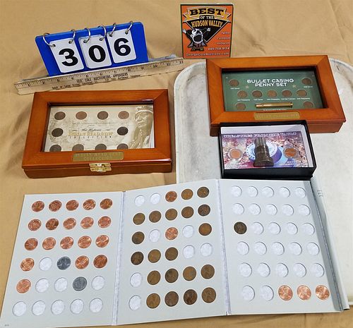 TRAY PENNIES 9 INDIAN HEAD, BULLET CASTING PENNY SET CANCELLED DIE FROM U.S. TREASURY ETC.