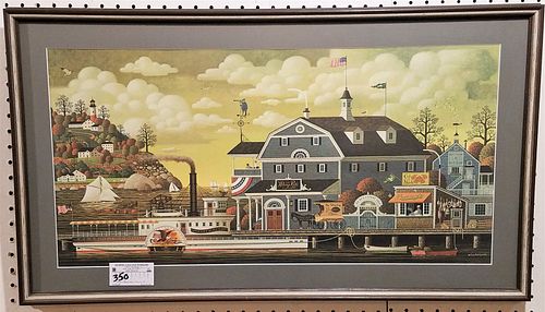 FRAMED LITHO "FAIRHAVEN BY THE SEA" PENCIL SGND CHARLES WYSOCKI 739/1170 13 1/2" X 27 1/2"