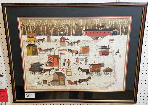 FRAMED LITHO CAPE COD CHRISTMAS PENCIL SGND CHARLES 569/1000 20" X 27"